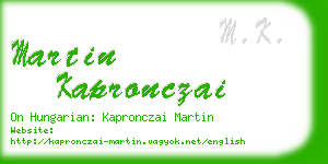 martin kapronczai business card